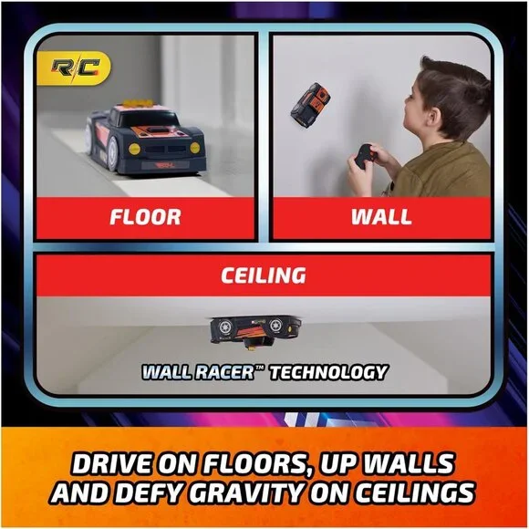 Zero Gravity Racing Wall Climber, USB-C Rechargeable Wall Racer Truck, Black Ind - Picture 2 of 9